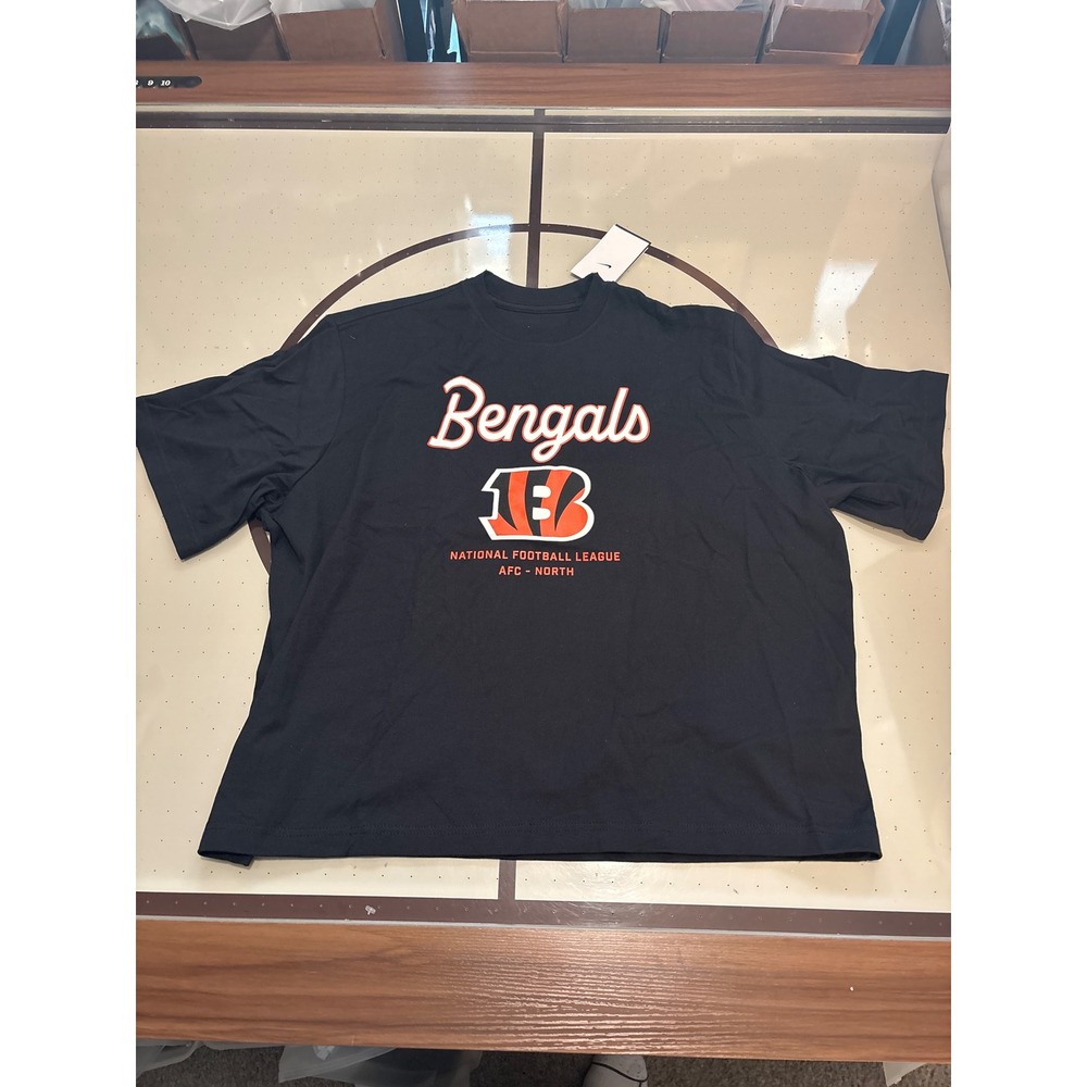 1292 Nike Cincinnati Bengals NFL Womens Essential Boxy T-Shirt Black XL